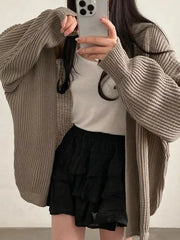 Open-Front Oversized Knit Cardigan