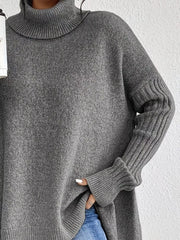Turtleneck Drop-Shoulder Sweater