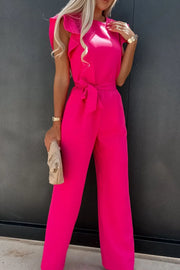 Round-Neck Cap Sleeve Jumpsuit