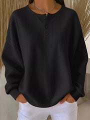 Waffle Knit Half Button Tee - Plus Size