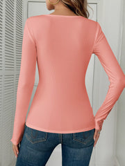 Lace Trim Long-Sleeve Top