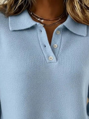 Button Detail Drop-Shoulder Sweater - Plus Size