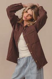 BiBi Quilted Wrinkle Gauze Long-Sleeve Shacket