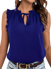 Ruffle Trim Tie-Front Tank