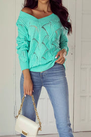 Texture V-Neck Knit Top