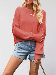 Round-Neck Drop-Shoulder Sweater