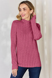 Ribbed Mock-Neck Long-Sleeve Tee - Plus Size