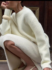 Round-Neck Drop-Shoulder Sweater