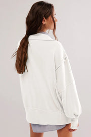 Exposed Seam Side Slit Long-Sleeve Sweatshirt