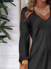 V-Neck Long-Sleeve Midi Dress - Plus Size