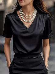 V-Neck Short-Sleeve Ruched Top