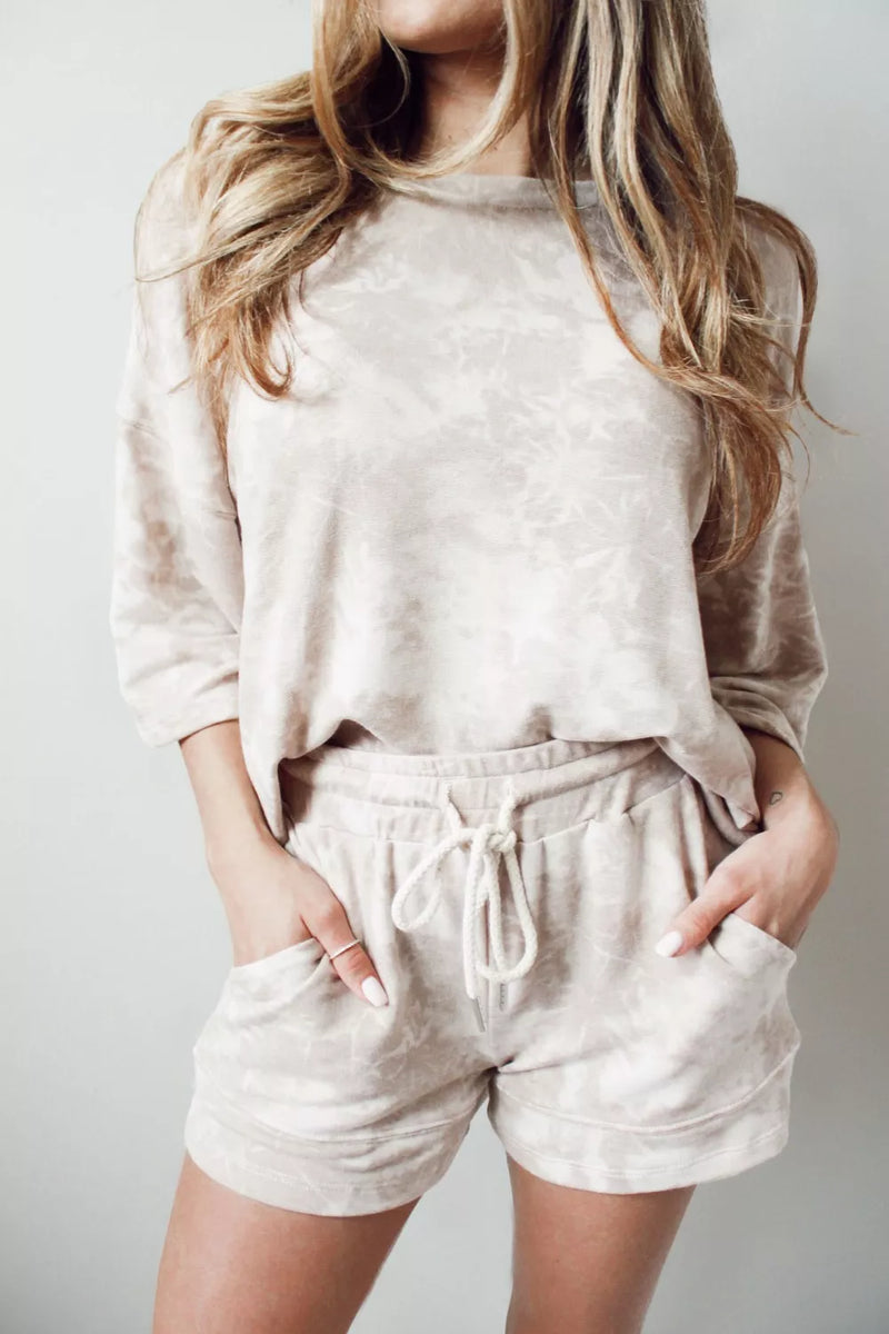 Relaxed Fit Tie-Dye Top and Shorts Set