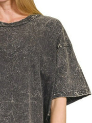 Zenana Acid Crinkle-Washed Oversized Tee
