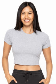 MONO B Essential Micro-Ribbed Cropped Active Tee