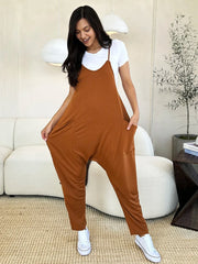 Sleeveless V-Neck Pocketed Jumpsuit - Plus Size