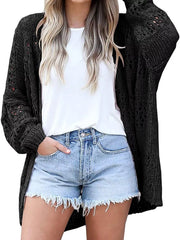 Openwork Open-Front Lightweight Cardigan