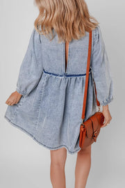 Vintage Wash Denim Dress Pocketed
