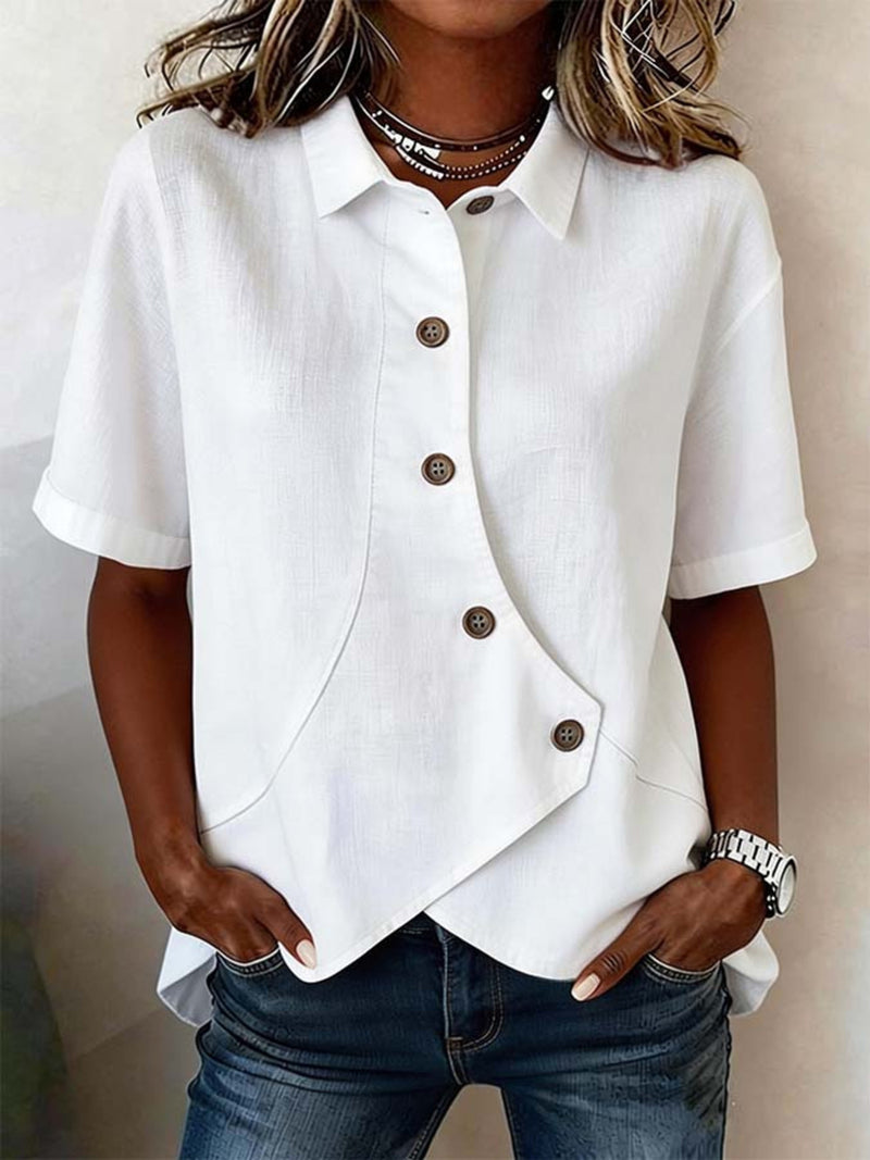 Asymmetrical Button Shirt - Plus Size
