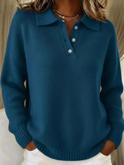 Button Detail Drop-Shoulder Sweater - Plus Size