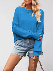 Round-Neck Drop-Shoulder Sweater