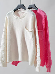 Pocket Detail Round-Neck Sweater