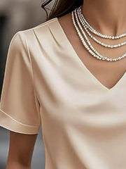 V-Neck Short-Sleeve Ruched Top