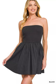 Zenana Combined Knit Tube Top Flare Mini Dress