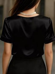 V-Neck Short-Sleeve Ruched Top