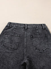 High-Waist Wide-Leg Washed Jeans