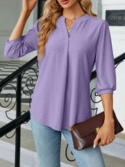 Notched 3/4-Sleeve Top