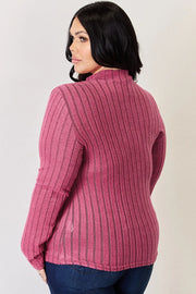 Ribbed Mock-Neck Long-Sleeve Tee - Plus Size