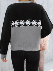 Color-Block Houndstooth Sweater