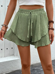 Tied Layered High-Waist Shorts