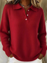 Button Detail Drop-Shoulder Sweater - Plus Size