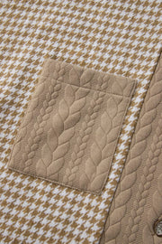Button-Down Houndstooth Color-Block Shacket