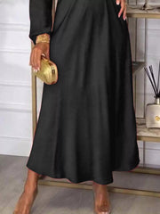 V-Neck Long-Sleeve Midi Dress - Plus Size