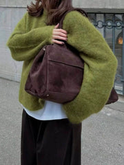 Round-Neck Drop-Shoulder Sweater