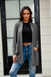 Open-Front Long-Sleeve Cardigan Pocketed - Plus Size