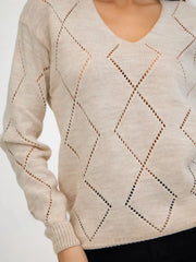 Openwork V-Neck Sweater
