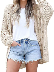 Openwork Open-Front Lightweight Cardigan