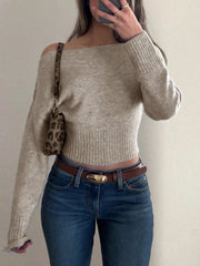 Boat-Neck Long-Sleeve Sweater