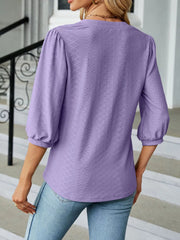 Notched 3/4-Sleeve Top