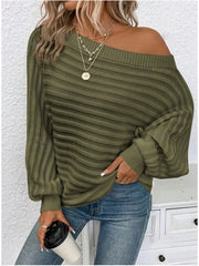 One-Shoulder Rib-Knit Sweater
