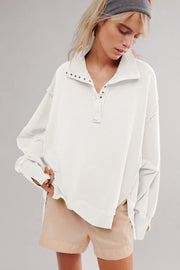 Exposed Seam Side Slit Long-Sleeve Sweatshirt