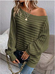 One-Shoulder Rib-Knit Sweater