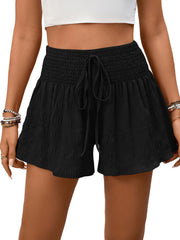 Drawstring Smocked Waist Shorts