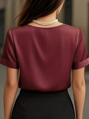 V-Neck Short-Sleeve Ruched Top