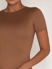 Round-Neck Short-Sleeve Swim Top