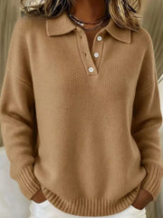 Button Detail Drop-Shoulder Sweater - Plus Size