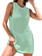 Color-Block Openwork Sleeveless Cutout Back Cover-Up